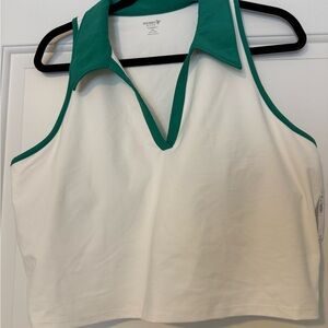 Old Navy Green and White Halter Top